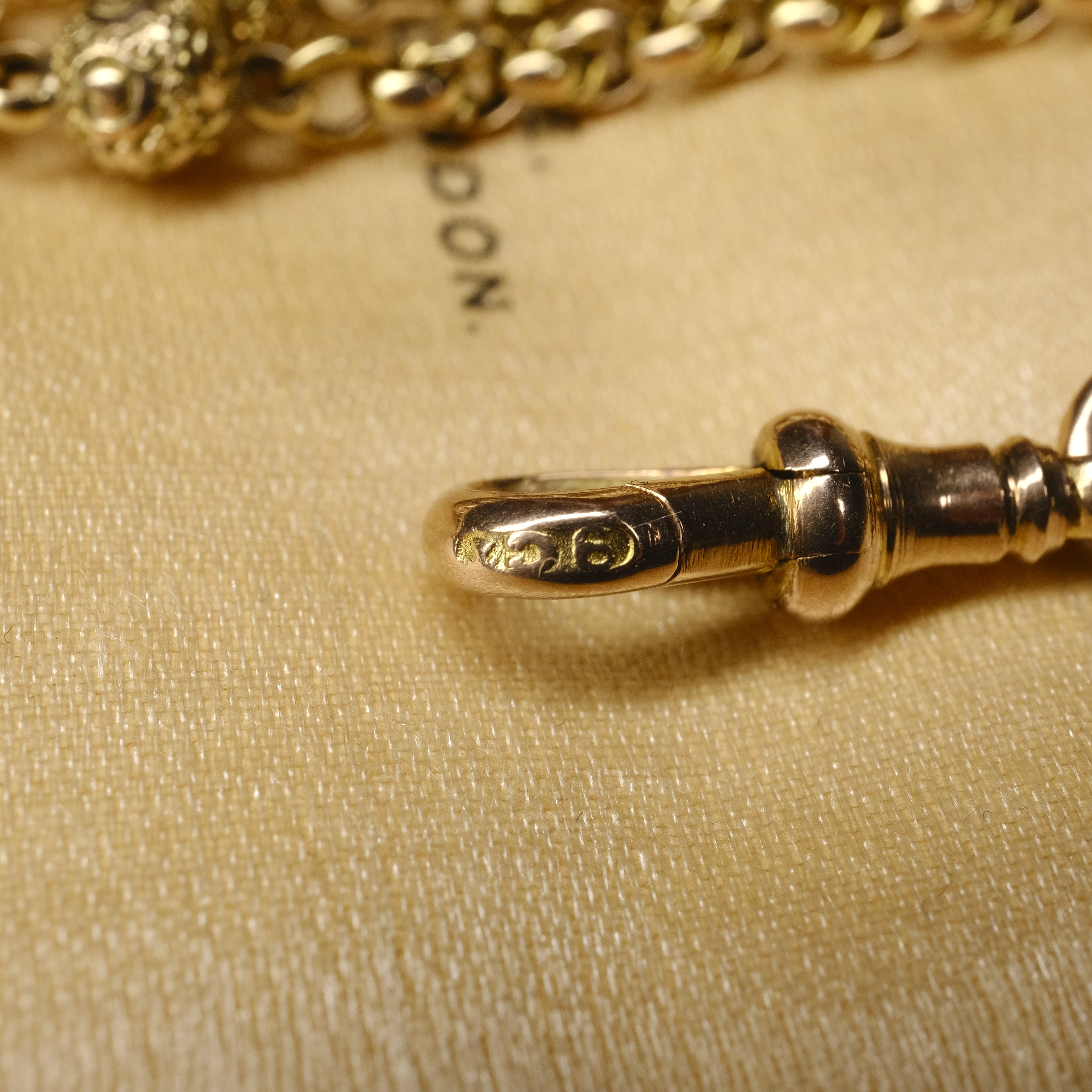 Antique, Victorian 9ct Gold, Guard Chain, Ornate Ball Spacer, Necklace, 27 grams