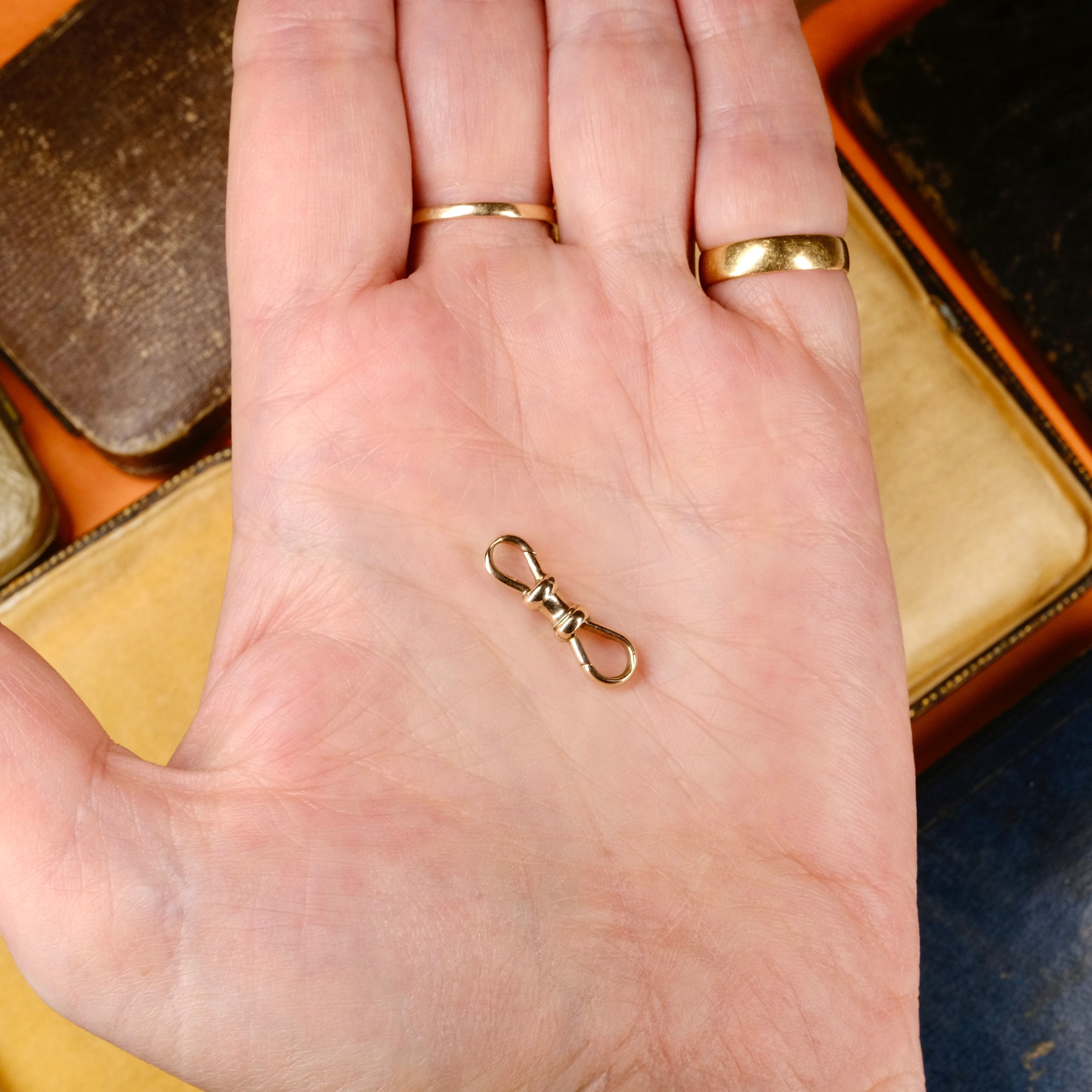 antique gold double dog clip