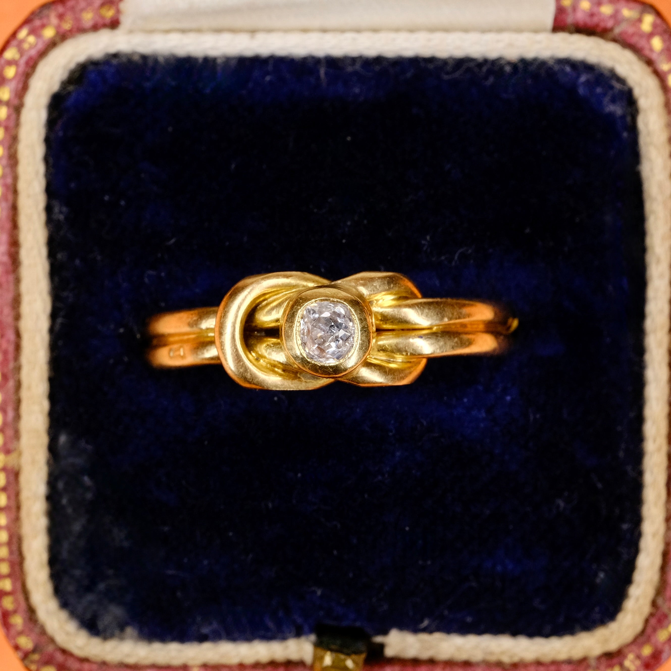 Antique, Victorian 18ct Gold, Old Mine Cut Diamond, Knot Ring, Hallmarked 1895
