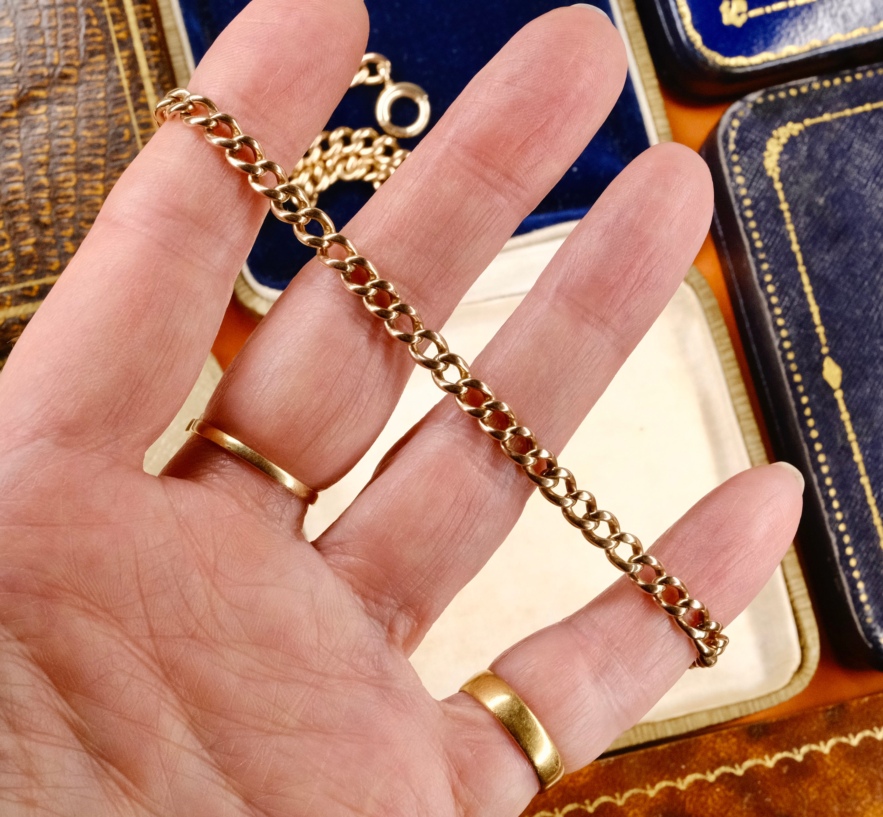 Antique 9ct Rose Gold, Albert Watch Chain Necklace, 27 Grams