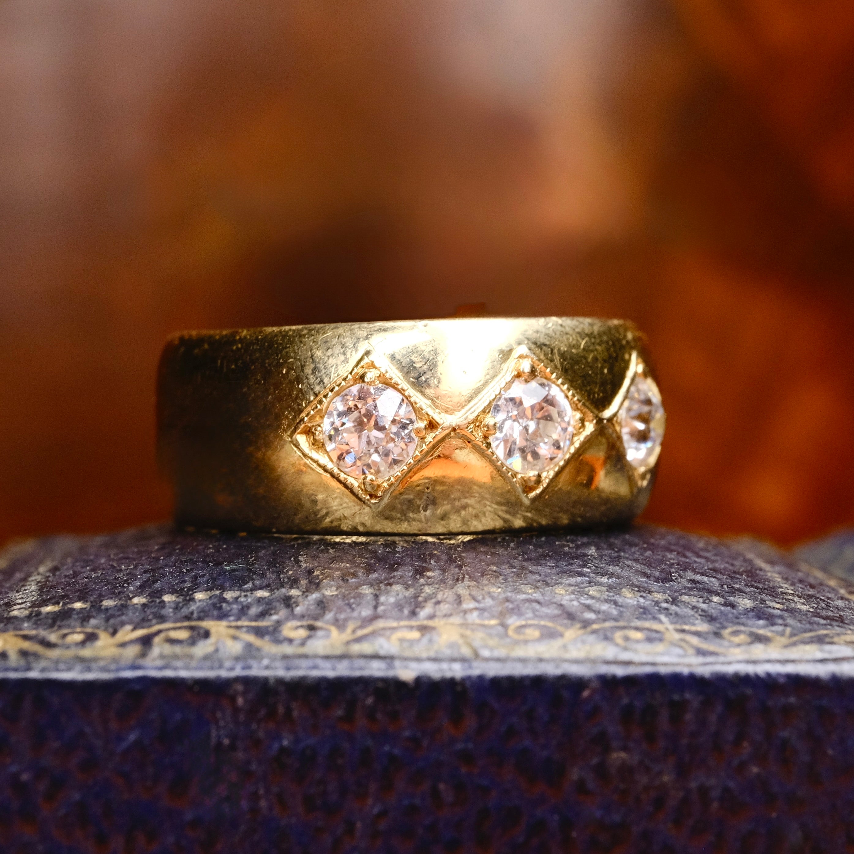 Antique 18ct Gold, Old European Cut Diamond Gypsy Set Ring