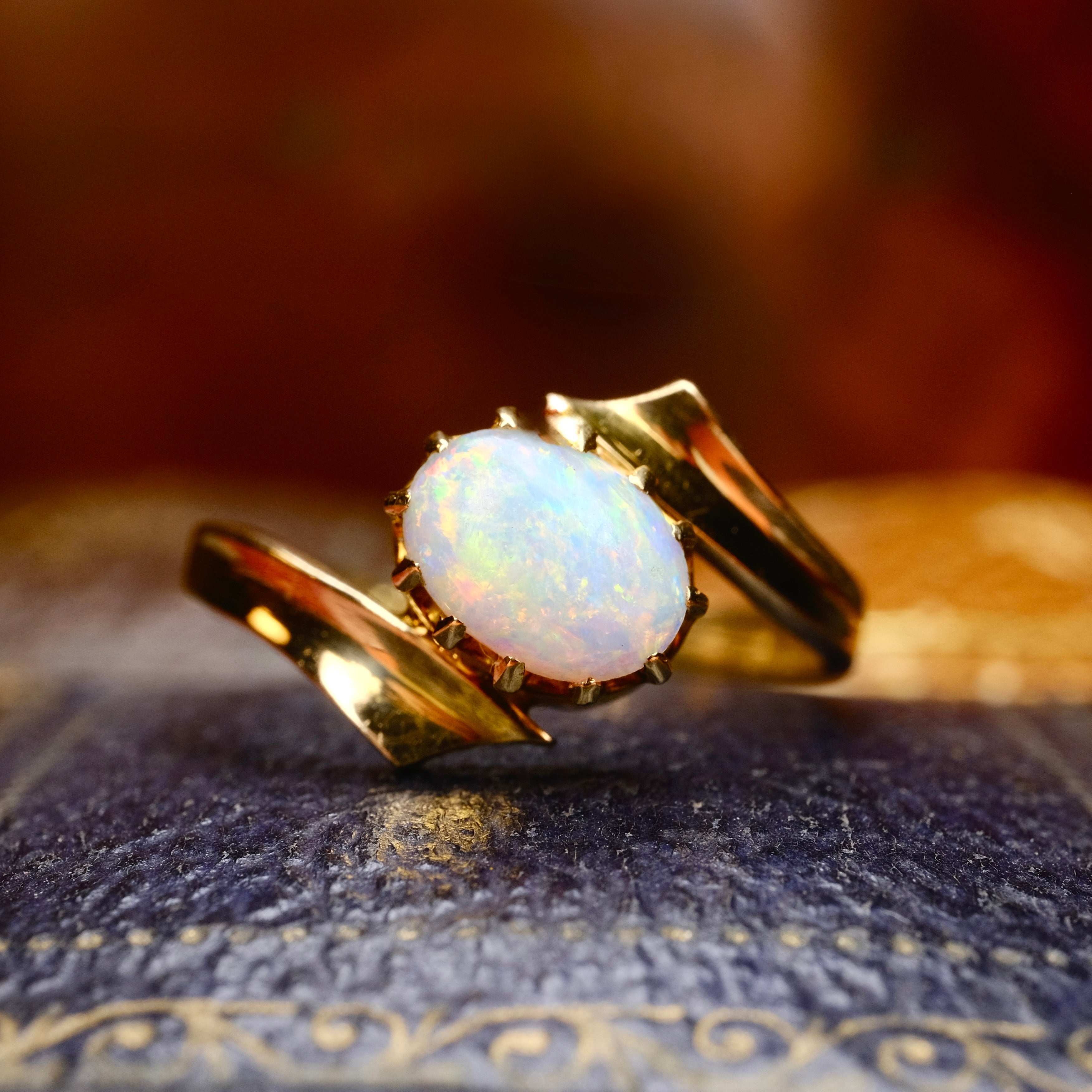 Antique Edwardian 18ct Gold, Opal Solitaire Ring, Chester Hallmark 1905