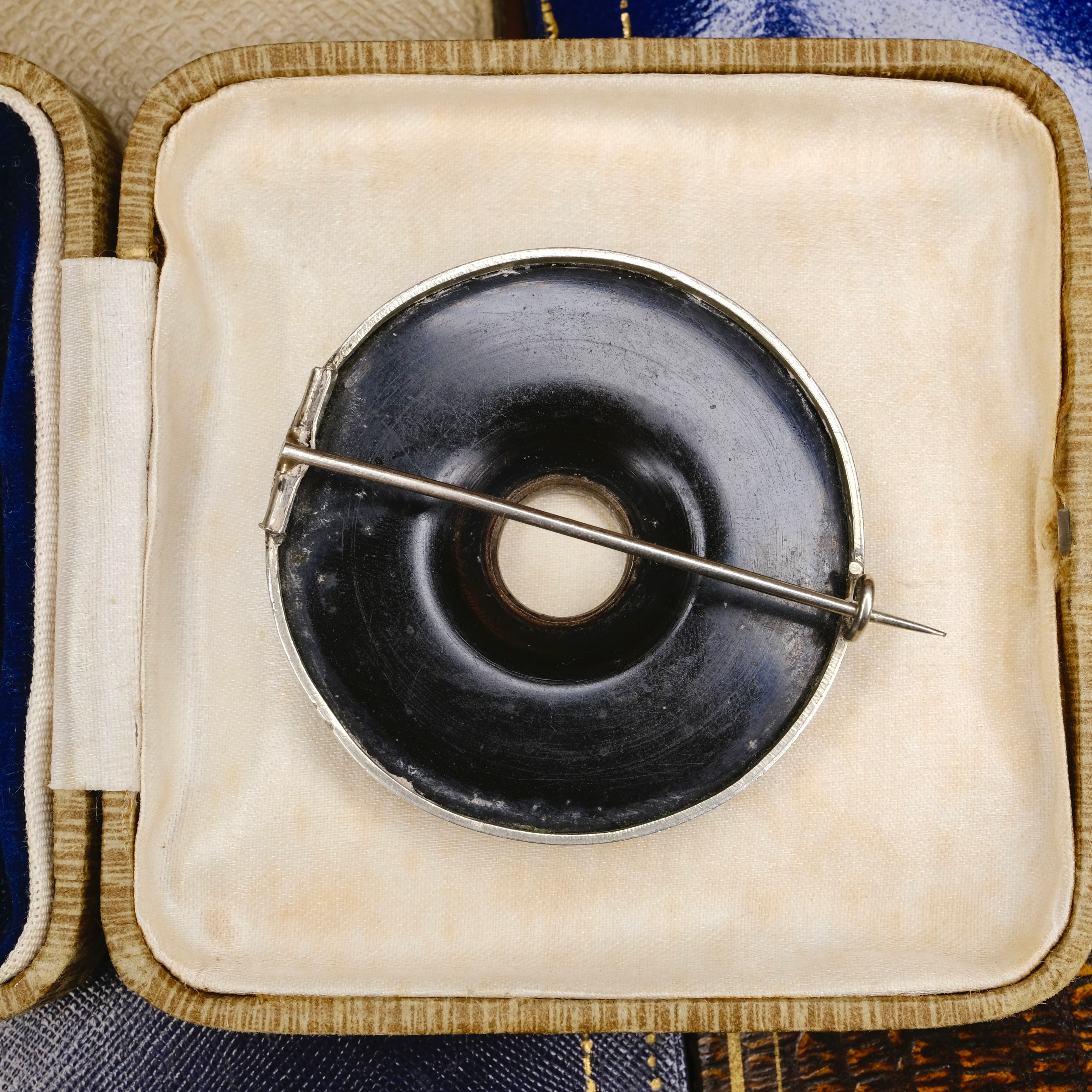 Victorian, Large Silver Scottish Malachite & Jasper Brooch