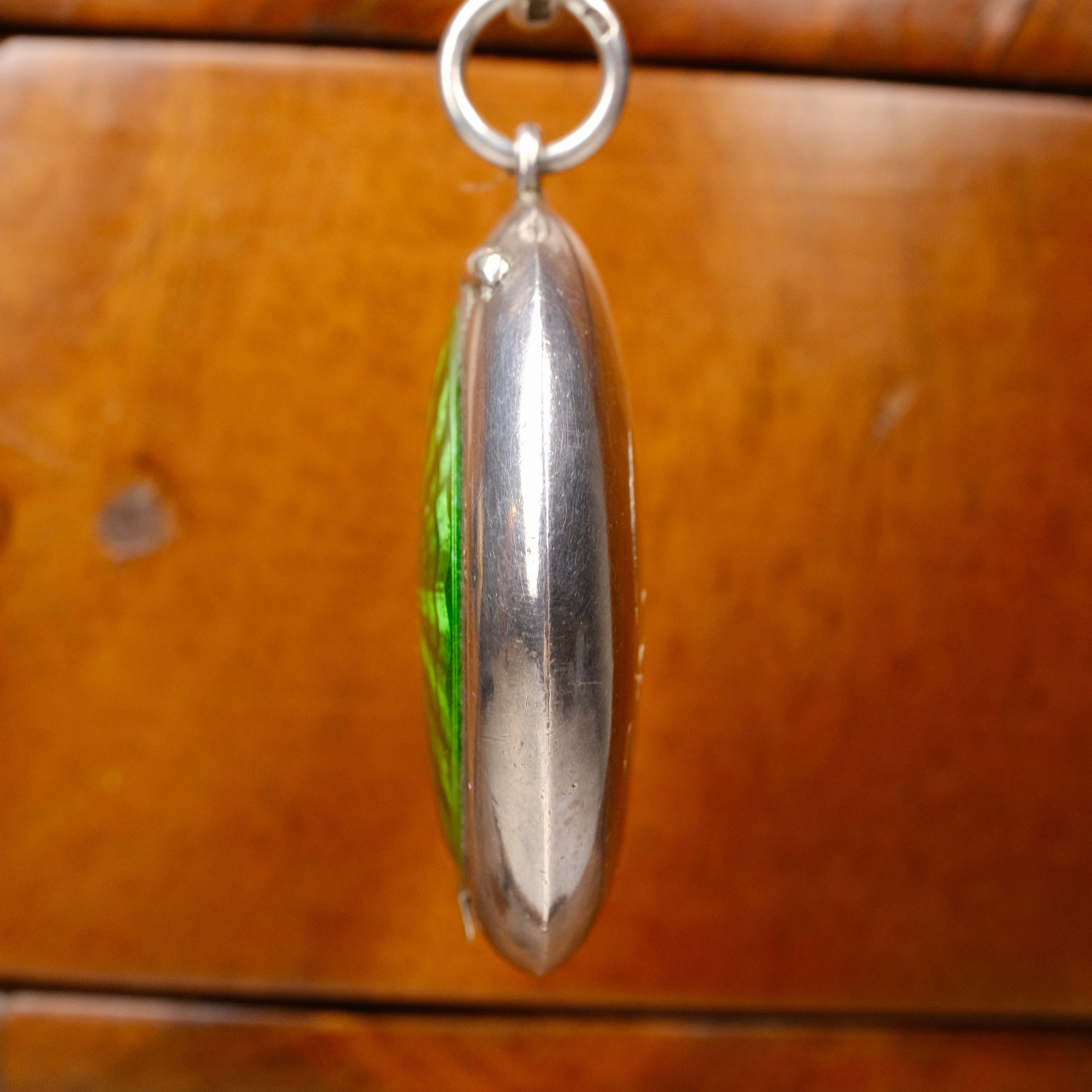 Antique, Art Deco Sterling Silver & Enamel Compact, Locket, Pendant