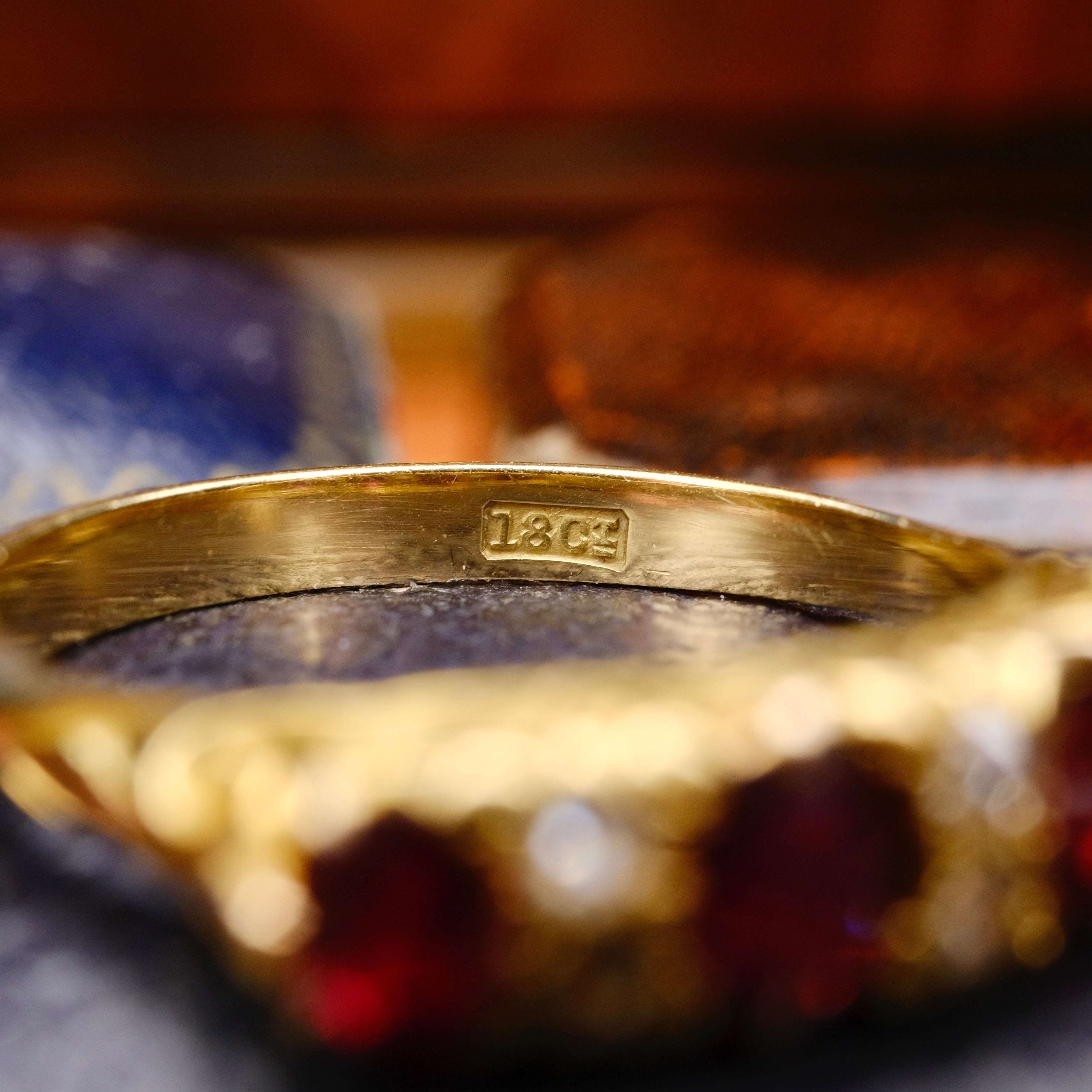 Antique 18ct Gold, Natural Ruby & Old Cut Diamond Ring