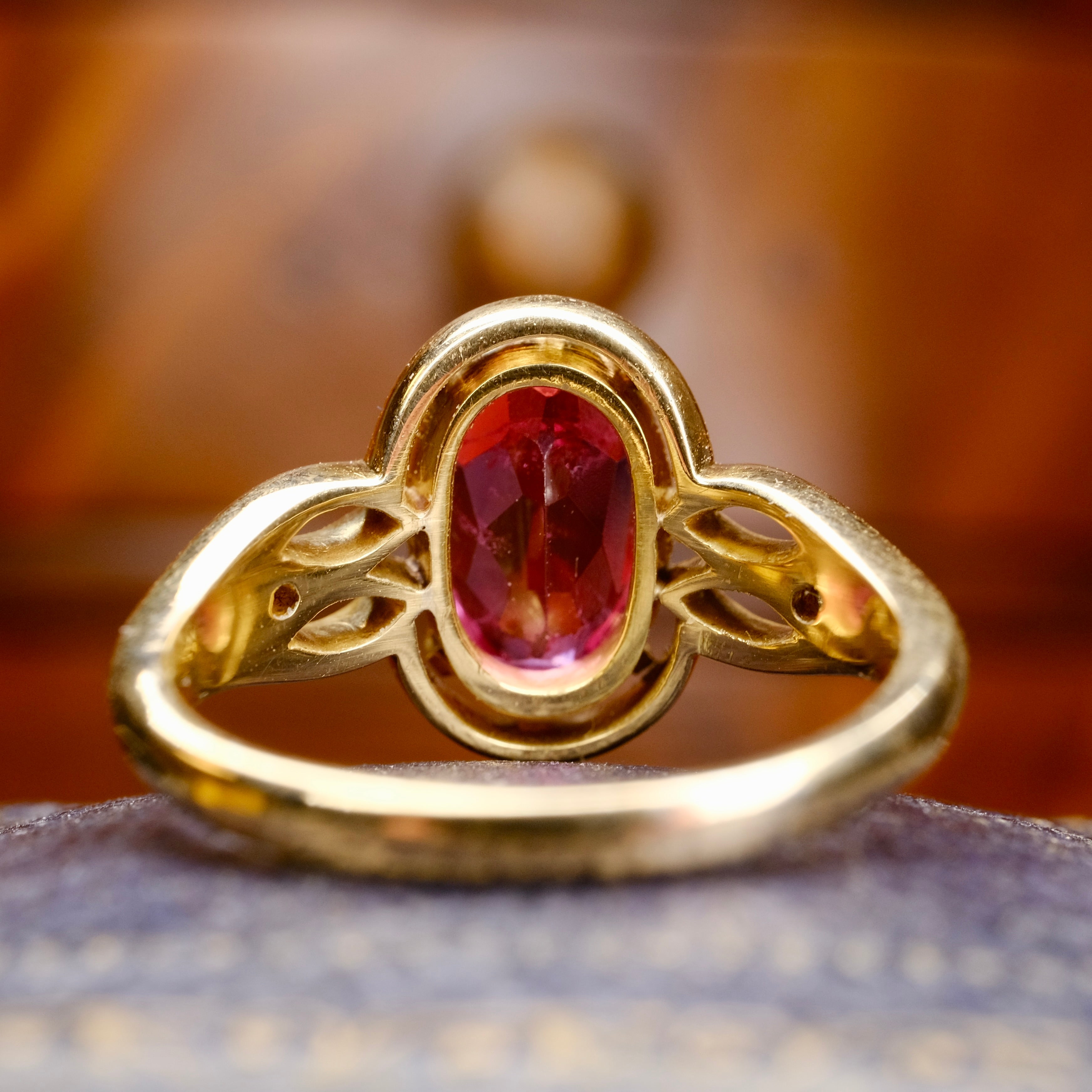 Vintage Pink Tourmaline 18ct Gold Ring