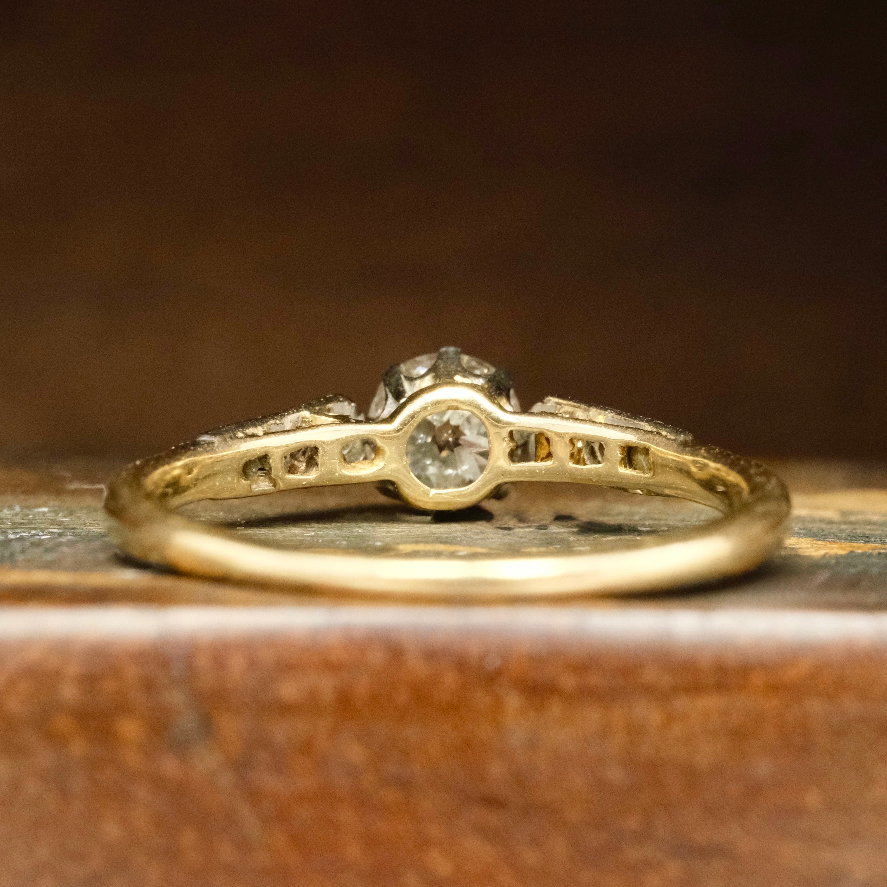 Art Deco, 18ct Gold, 0.65 Carat Old European Cut Diamond Solitaire Engagement Ring