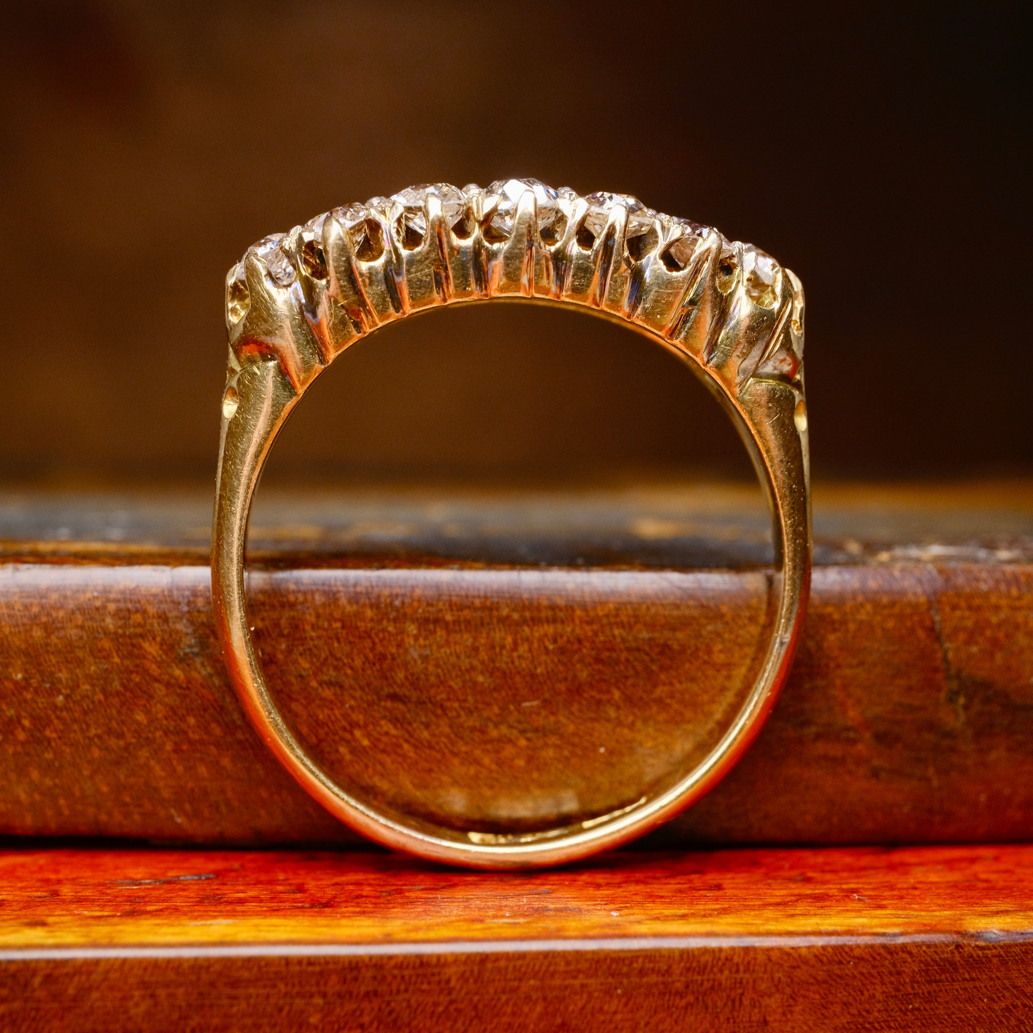 Victorian, Antique, 2 Row Old Cut Diamond, 18ct Gold Ring