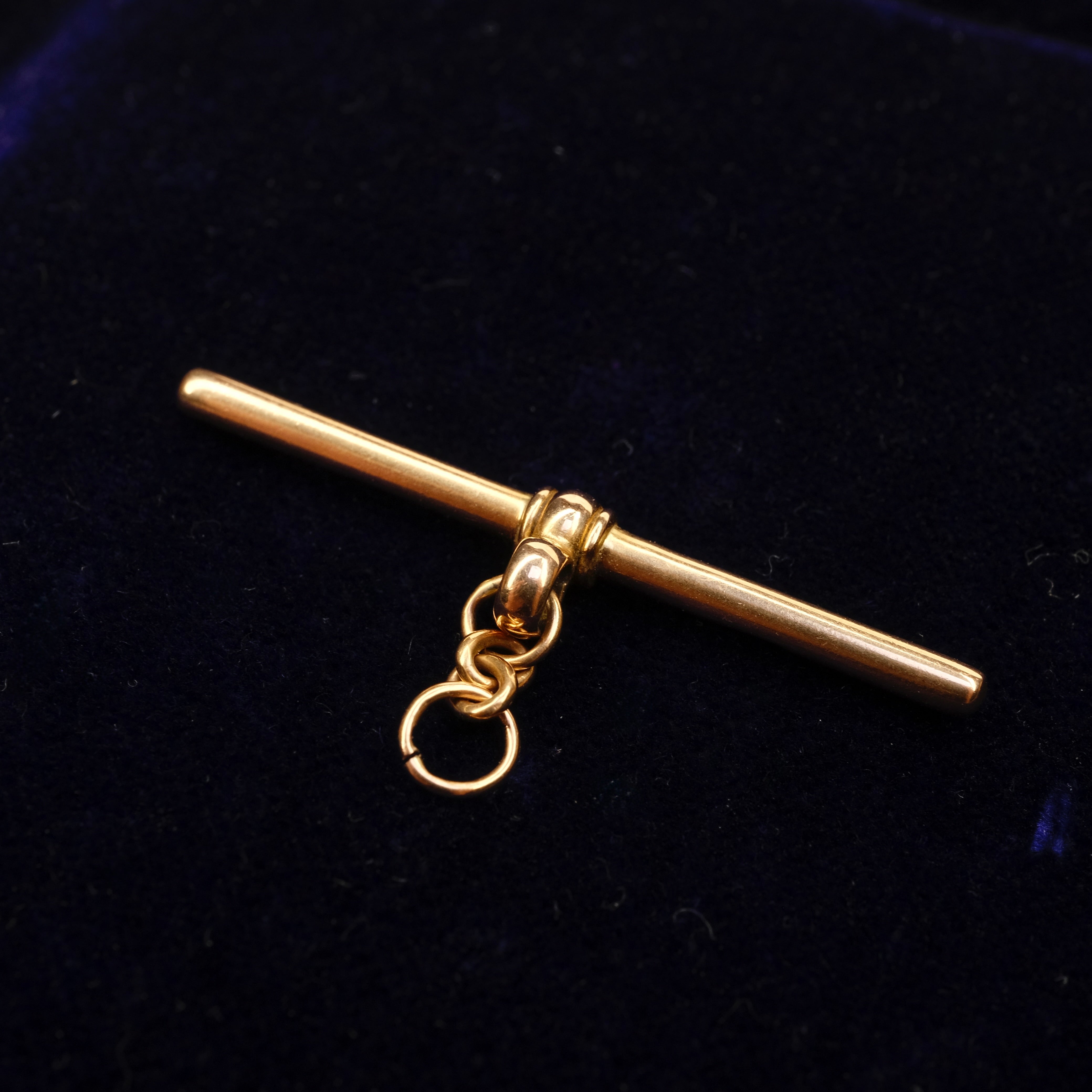 Antique 18ct Gold, Watch Chain T Bar Pendant