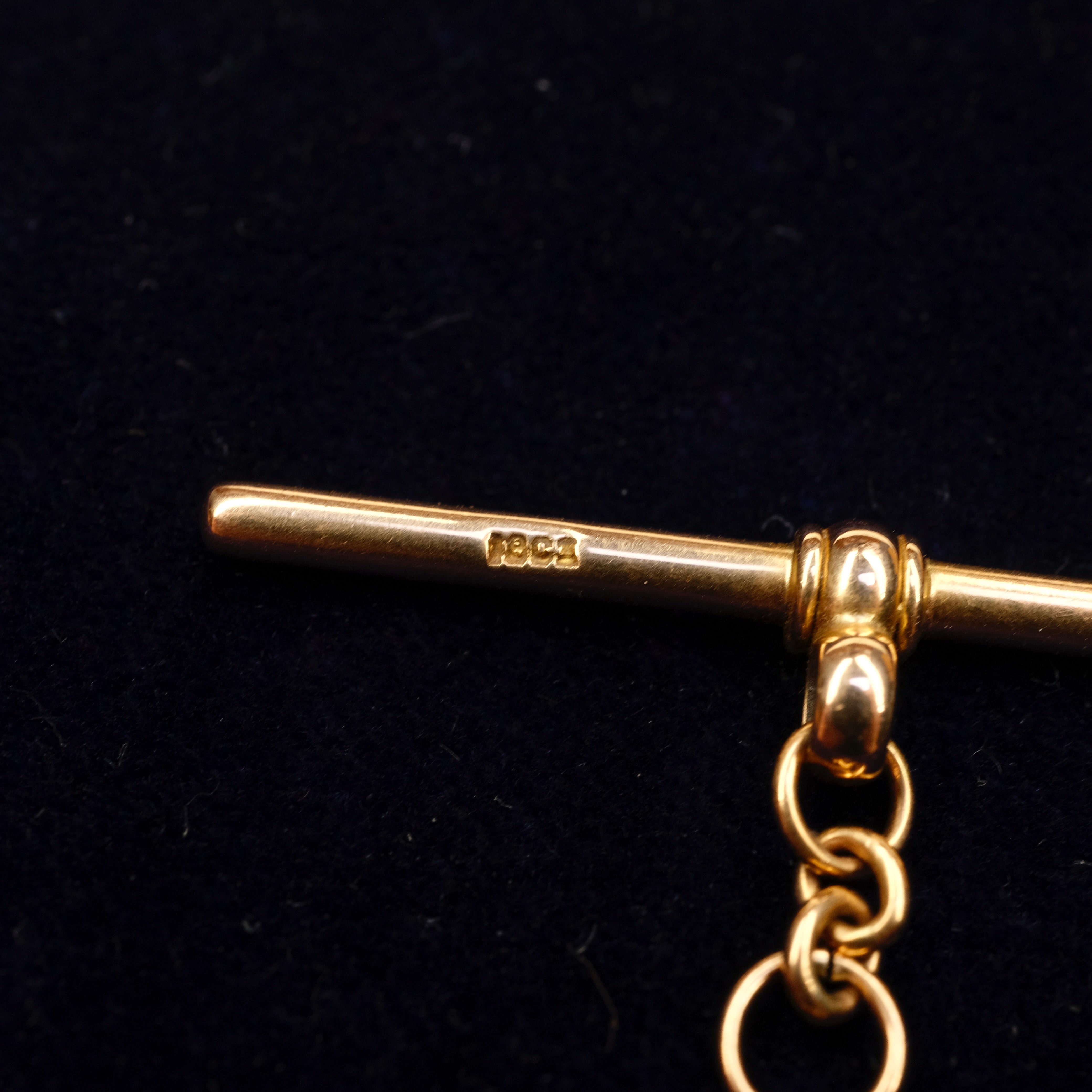 Antique 18ct Gold, Watch Chain T Bar Pendant