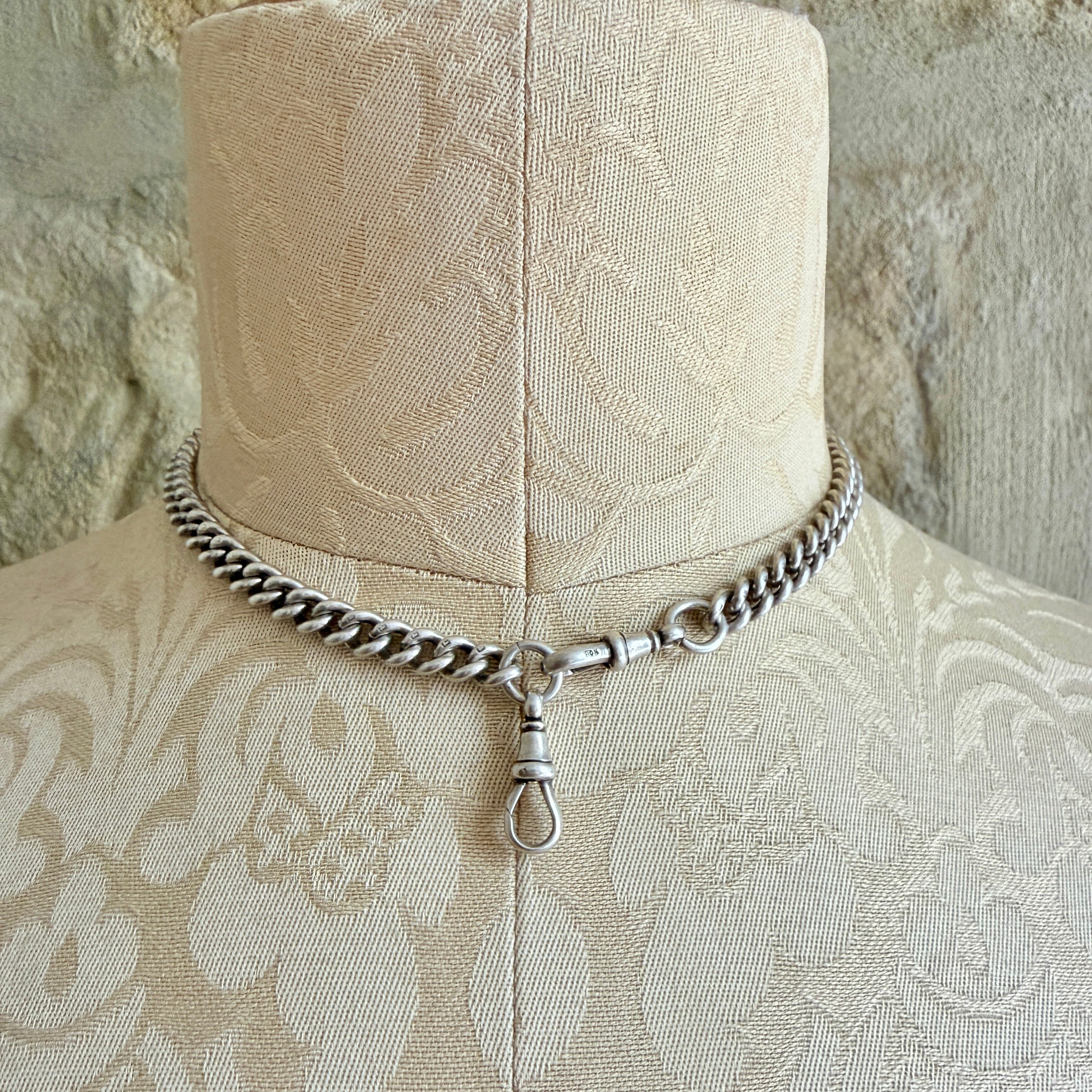 Antique, Edwardian, Heavy, Sterling Silver, Albert watch chain, hallmarked 1908, 50 grams