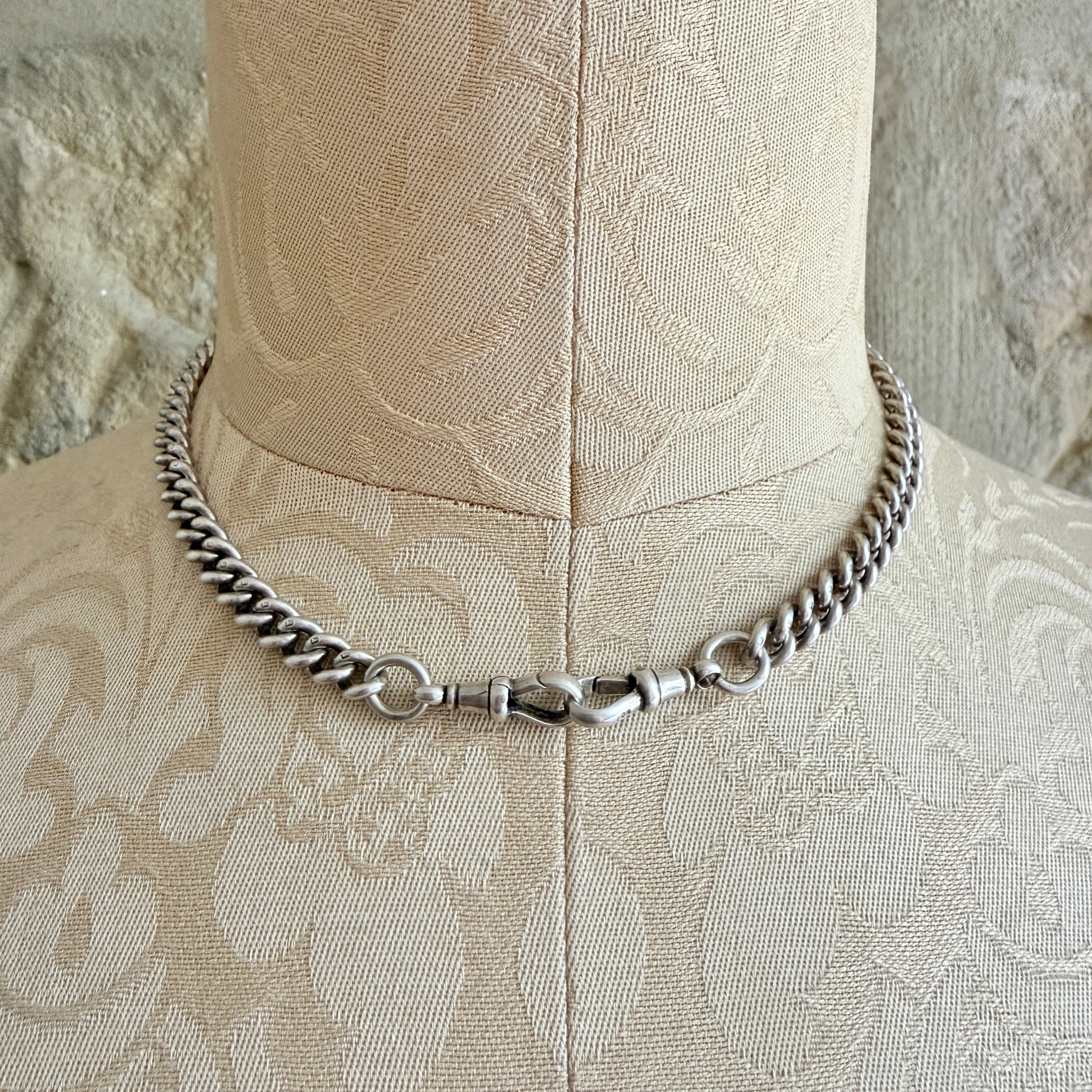 Antique, Edwardian, Heavy, Sterling Silver, Albert watch chain, hallmarked 1908, 50 grams