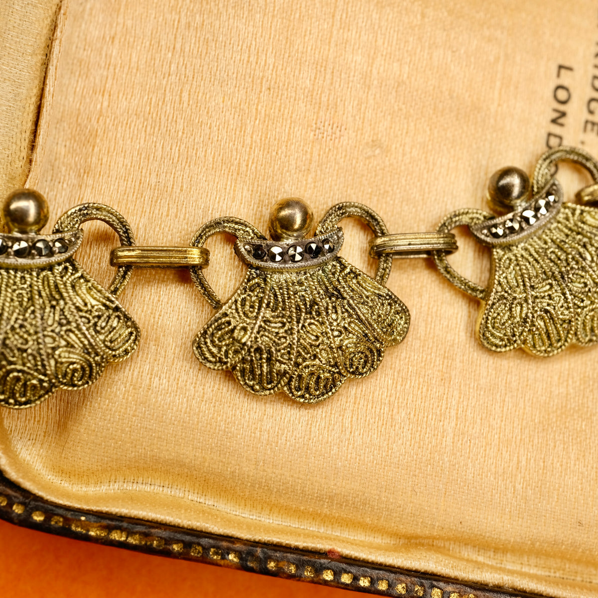 Original Art Deco Fahner Sterling Silver Marcasite & Filigree Collar Necklace