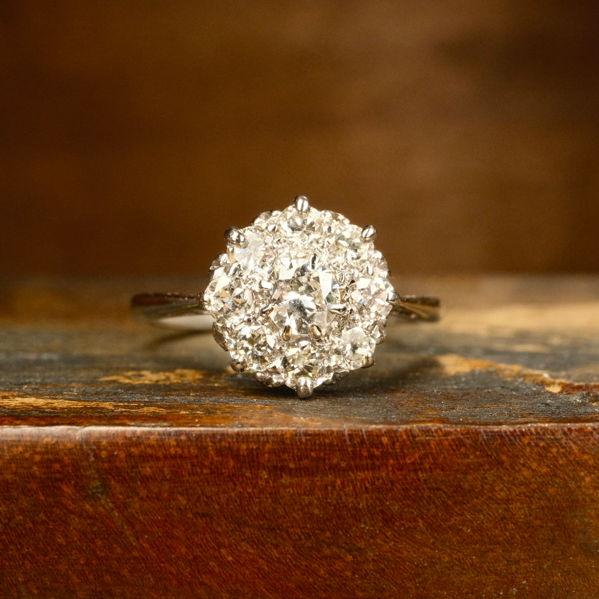Vintage, Platinum, Diamond Daisy Cluster Ring, c1930s/40s