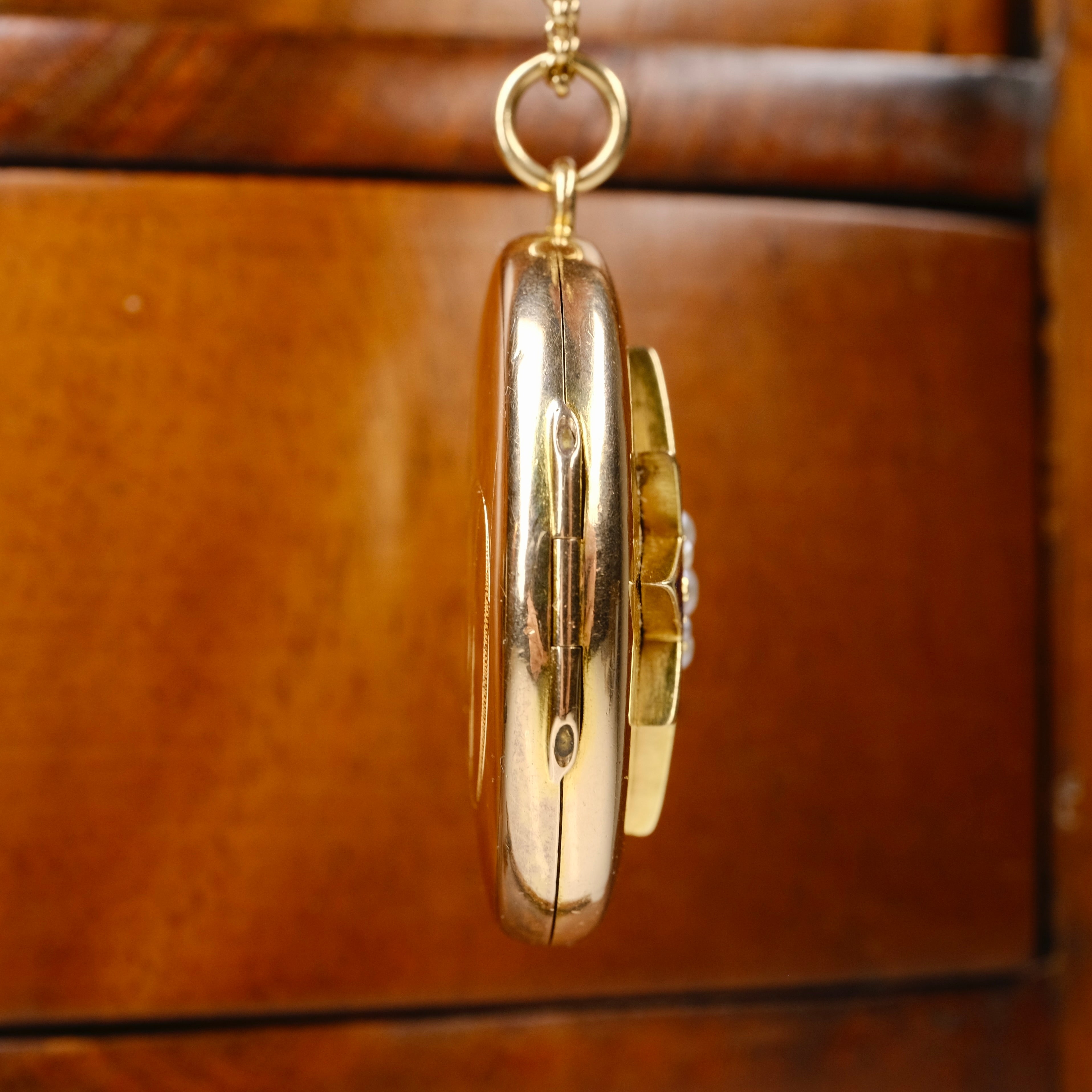 Antique, Victorian 15ct Gold Locket With Blue Enamel Star & Split Pearls, 12 Grams