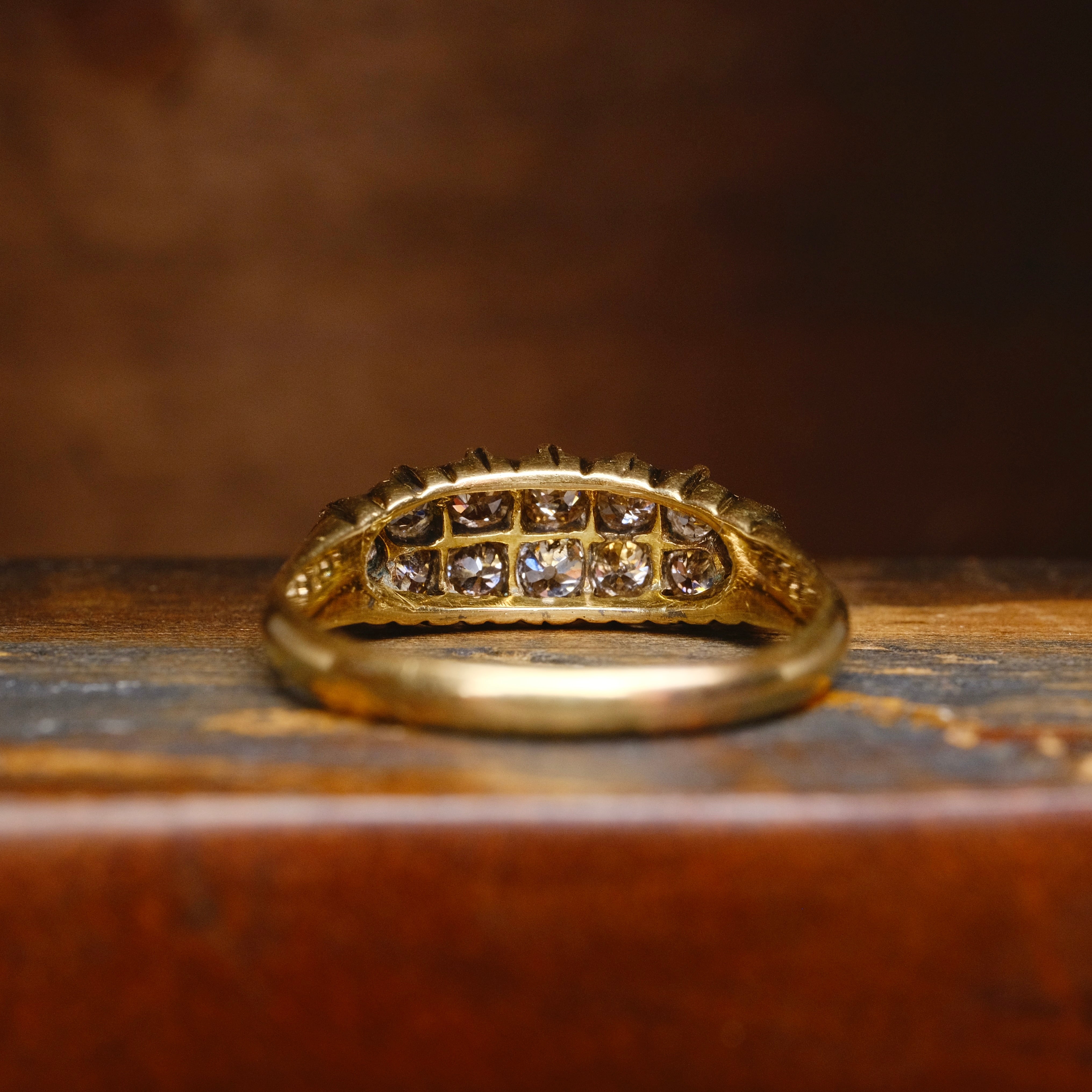 Victorian, Antique, 2 Row Old Cut Diamond, 18ct Gold Ring
