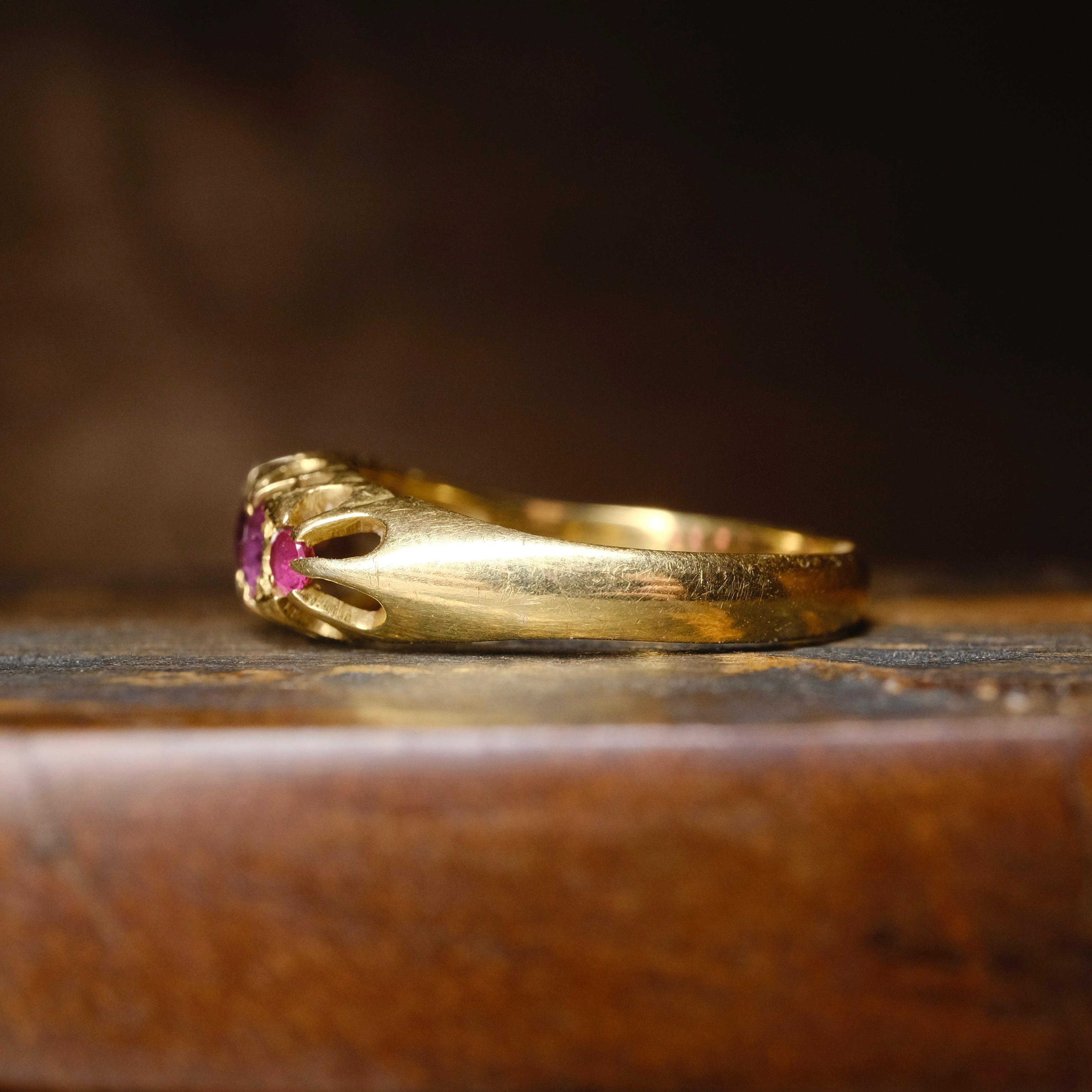 Antique 18ct Gold Five Stone Pink Tourmaline Ring, Hallmarked Chester 1919