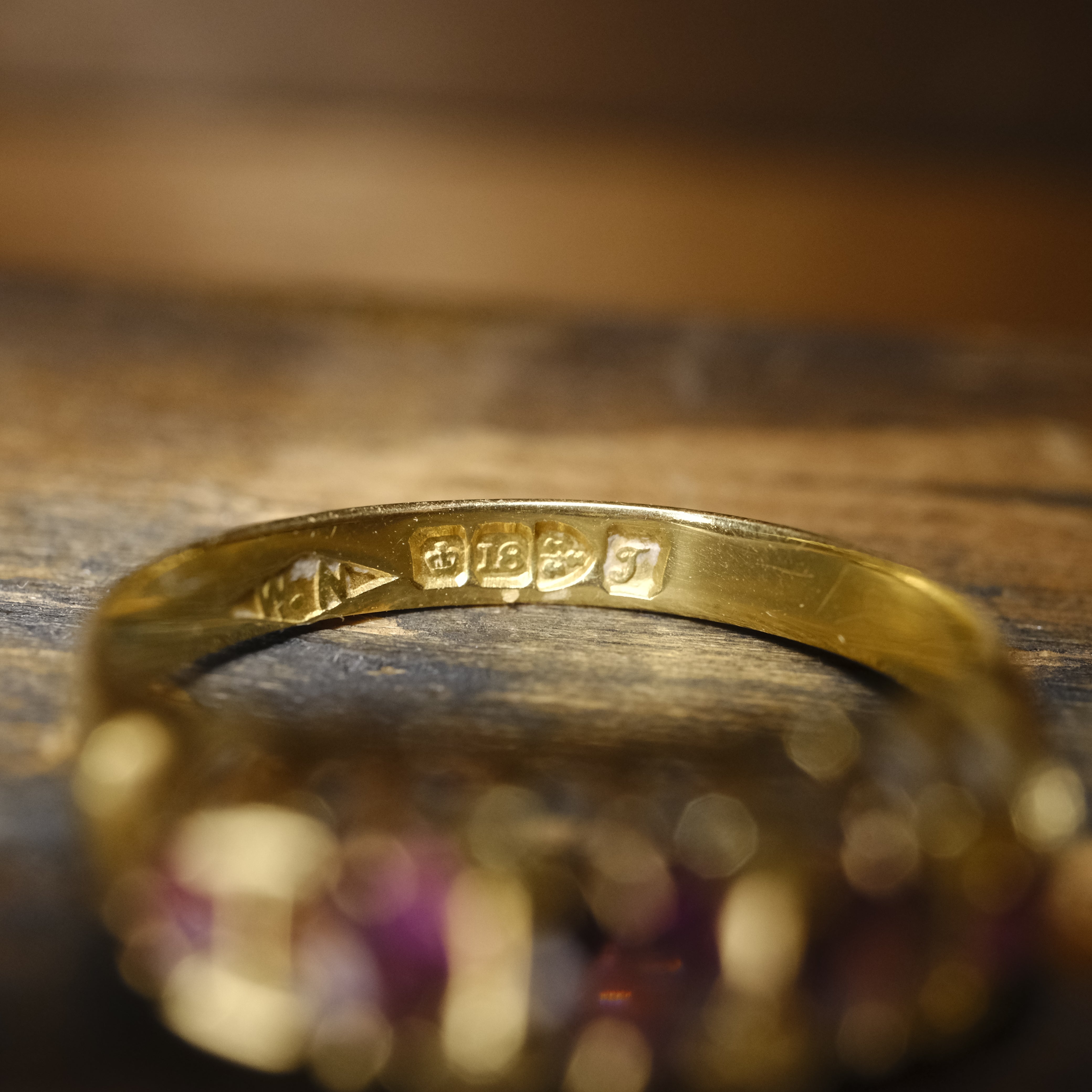 Antique 18ct Gold Five Stone Pink Tourmaline Ring, Hallmarked Chester 1919