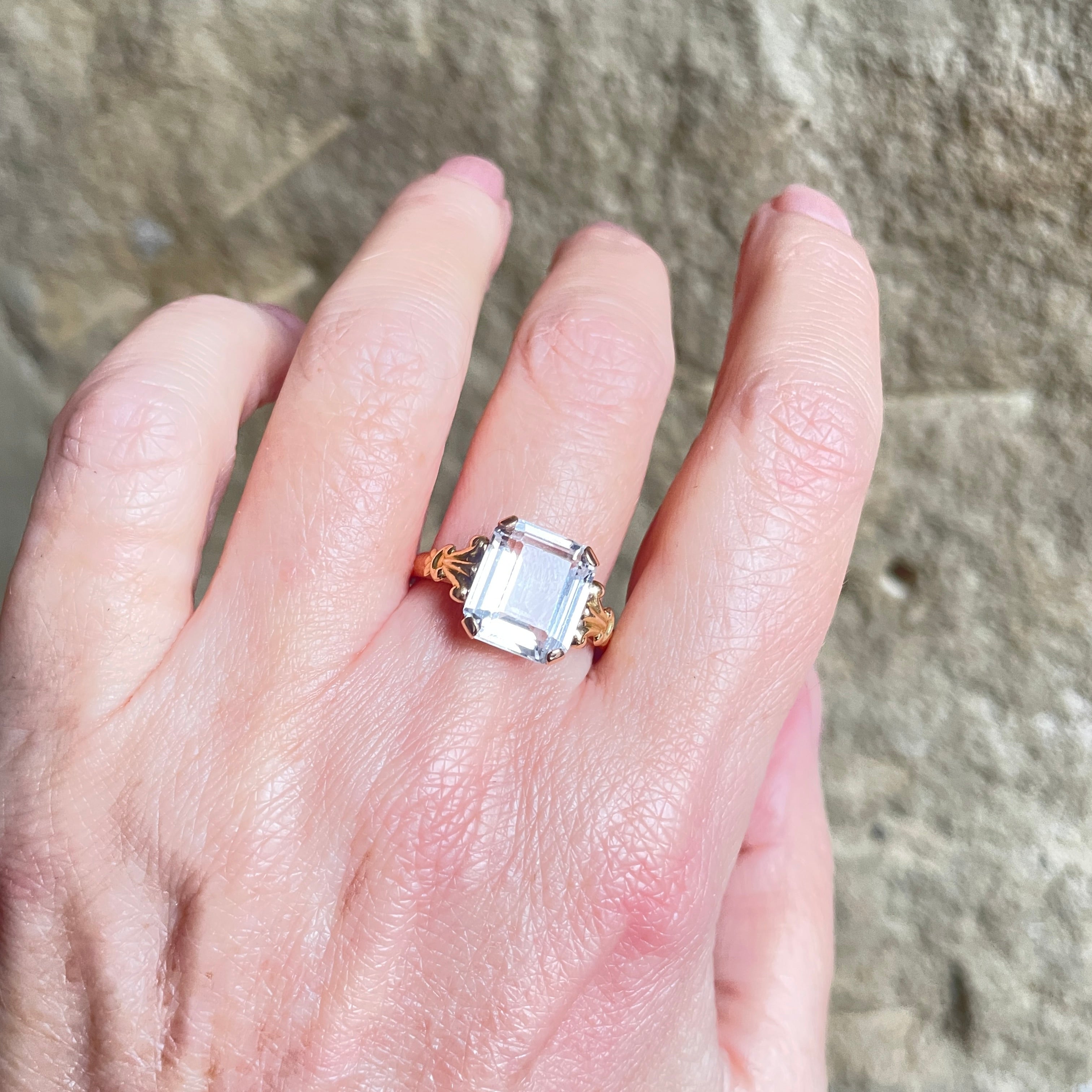 1940s, 18ct Gold, Rock Crystal Quartz, Solitaire Ring