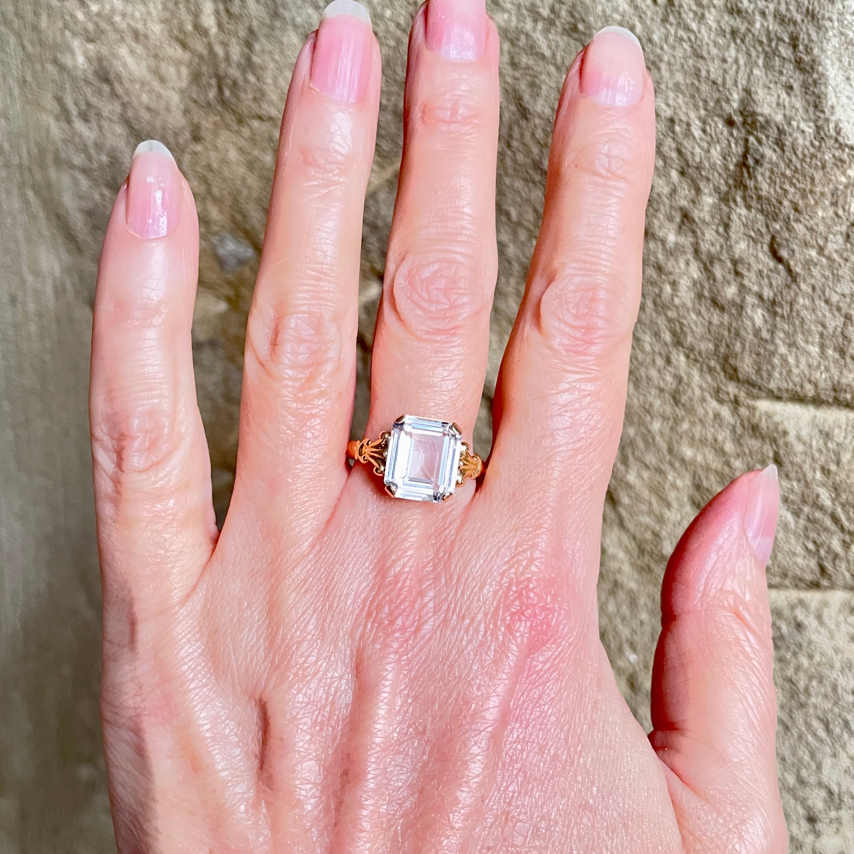 1940s, 18ct Gold, Rock Crystal Quartz, Solitaire Ring