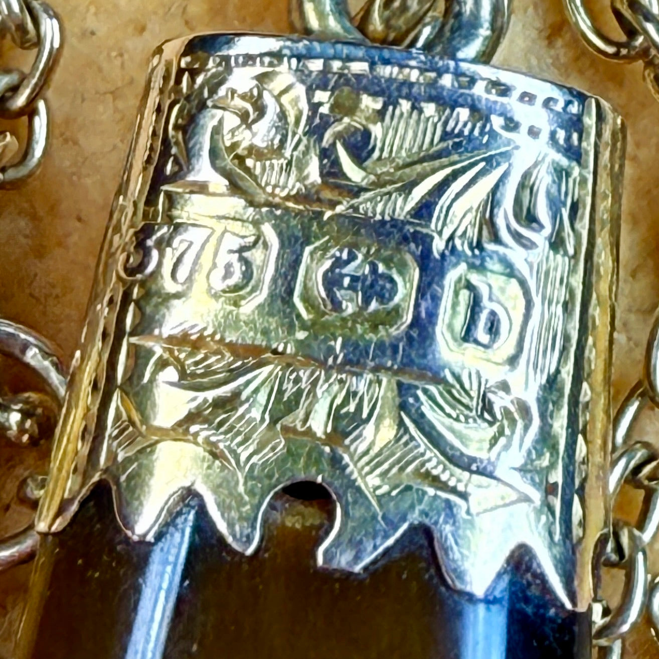 Antique, Edwardian 9ct Gold Hand Engraved Fob Pendant Necklace, Hallmarked 1901