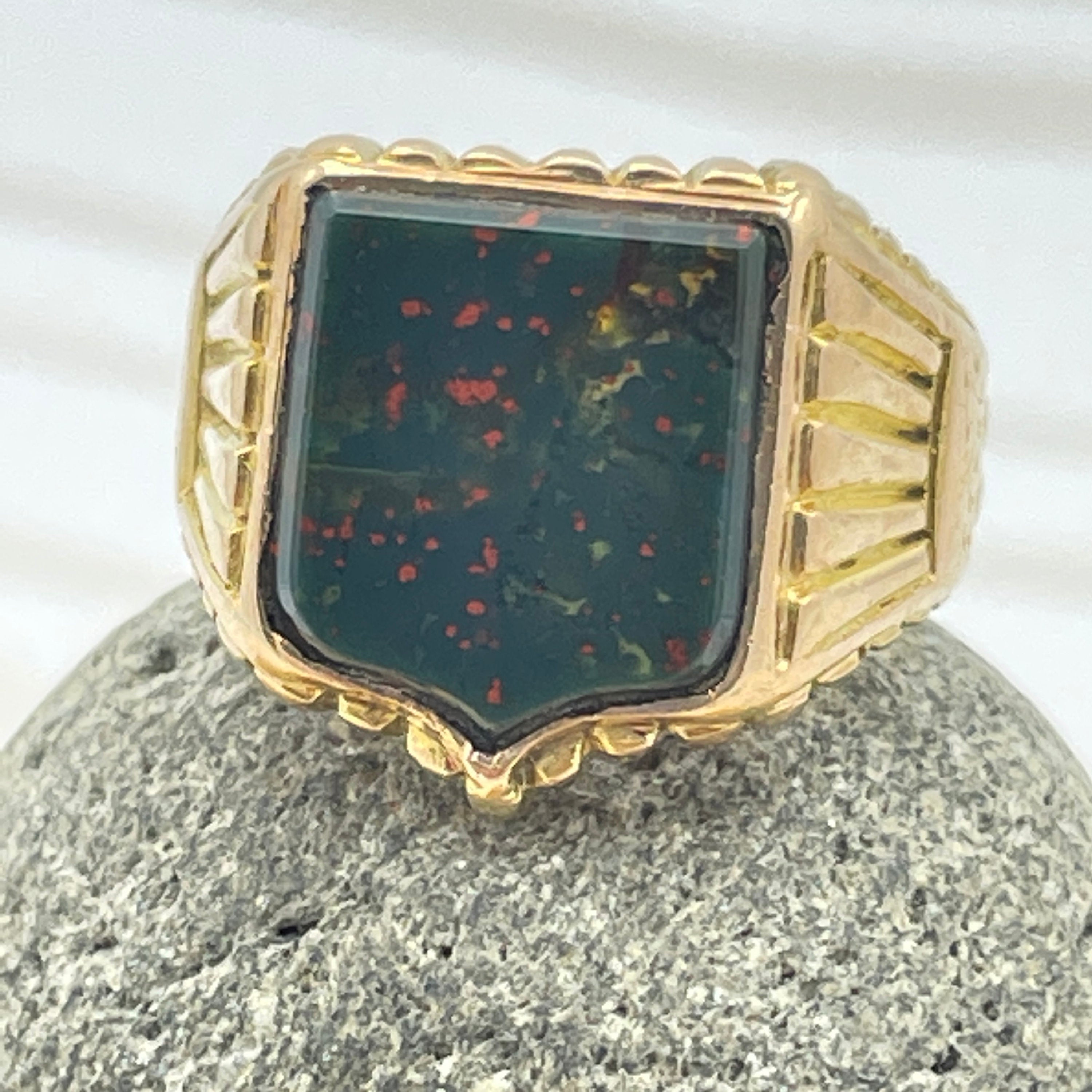 Gold bloodstone 2025 signet ring