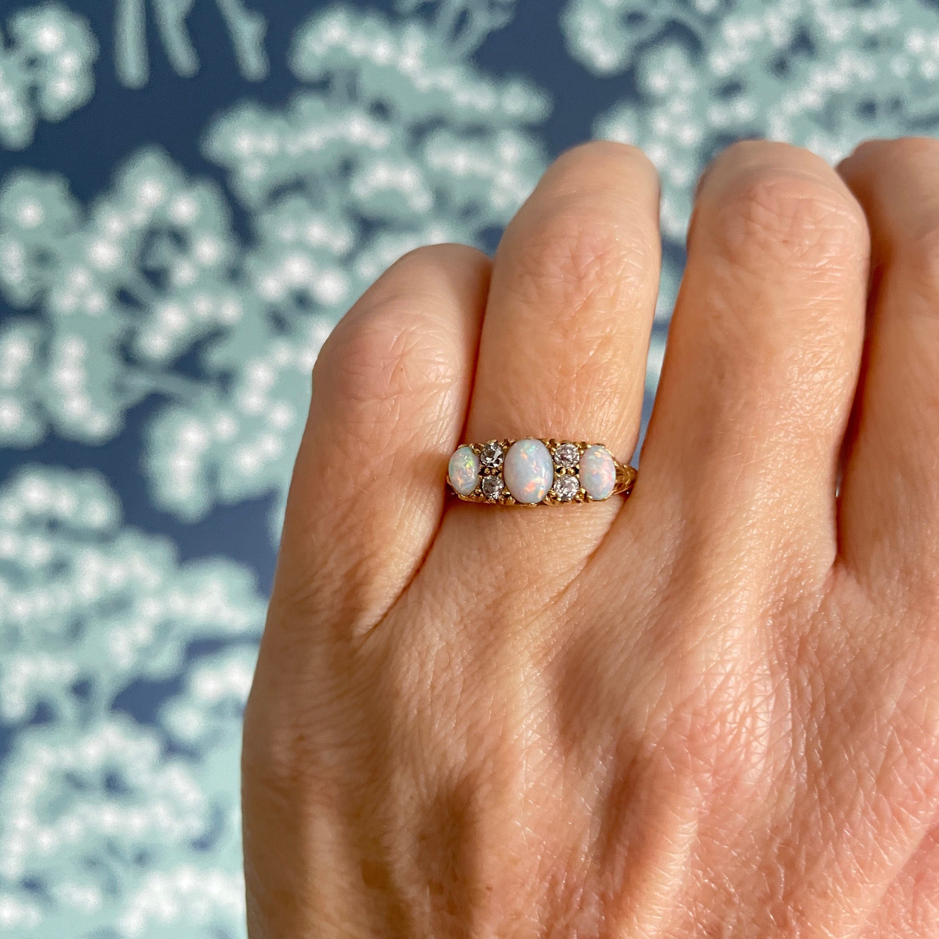 Australian Koroit Boulder Opal Ring, October Birthstone Ring – Cantik