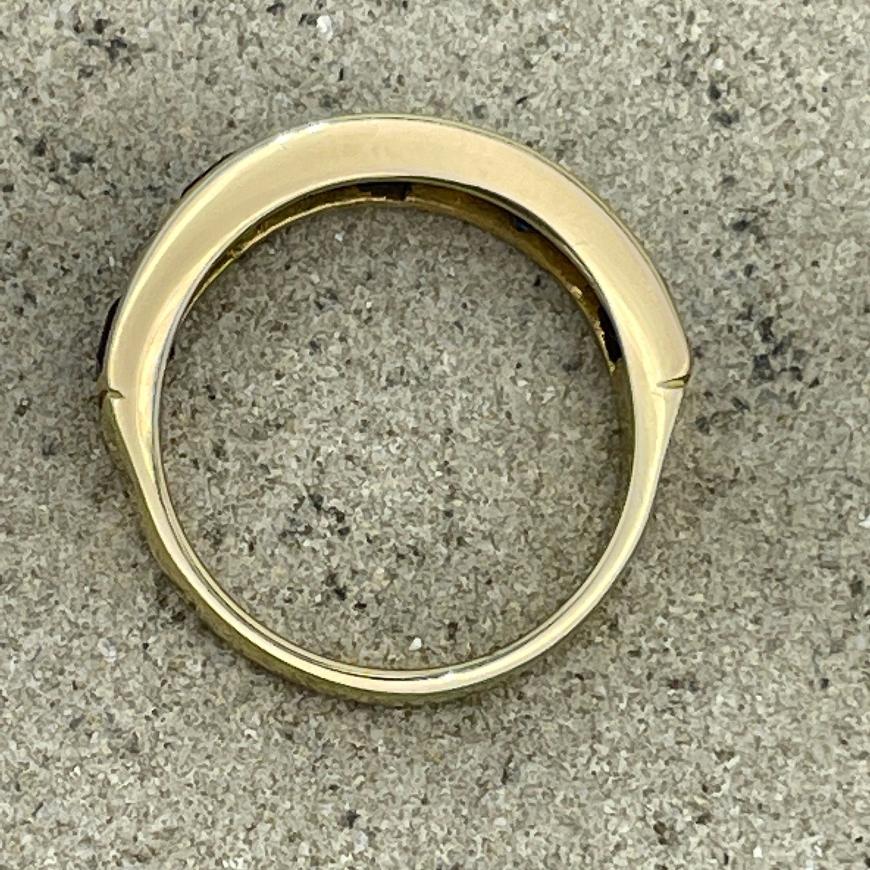 Vintage 18ct gold diamond & sapphire  half eternity ring, mid century, 1950s