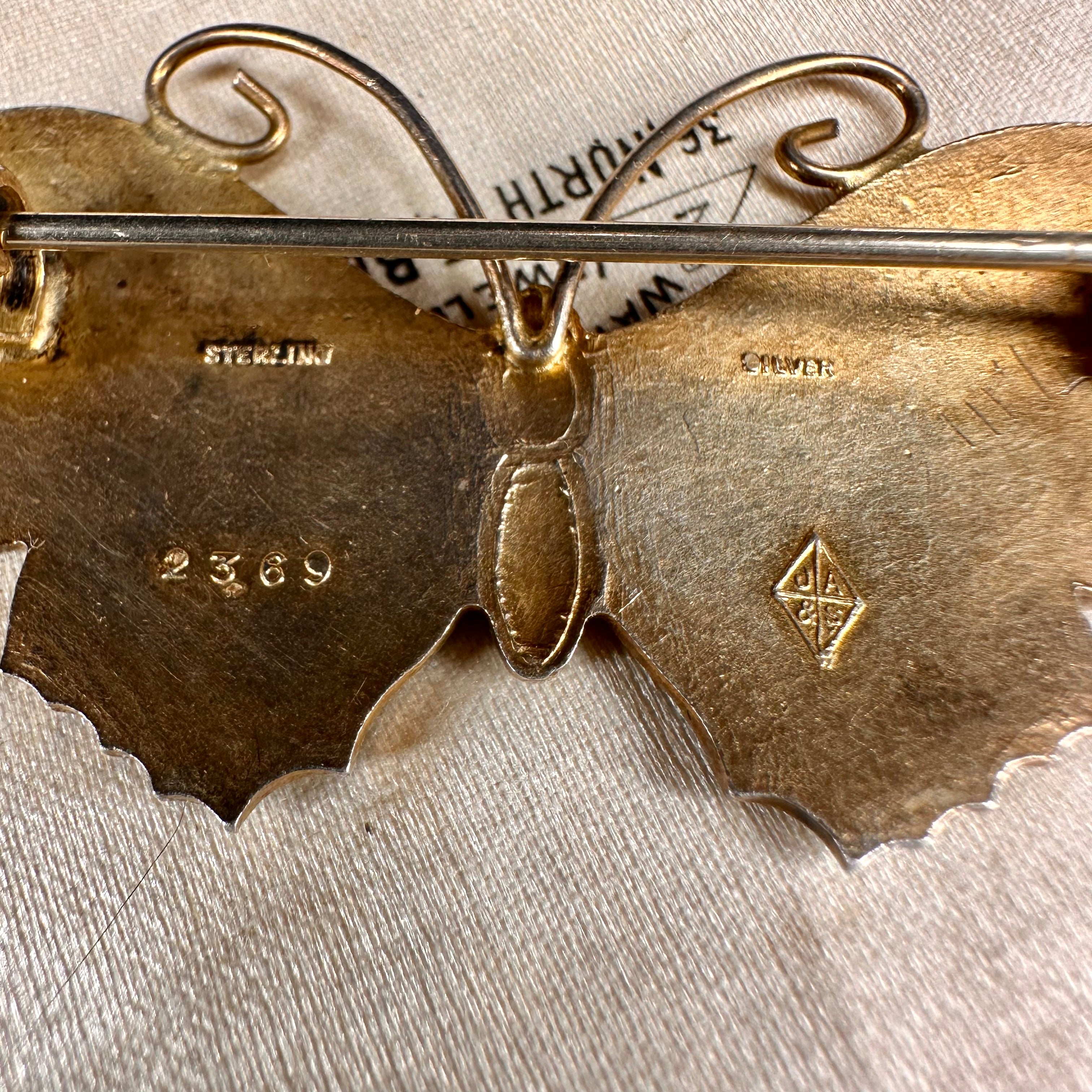 Vintage enamel 2025 butterfly brooch